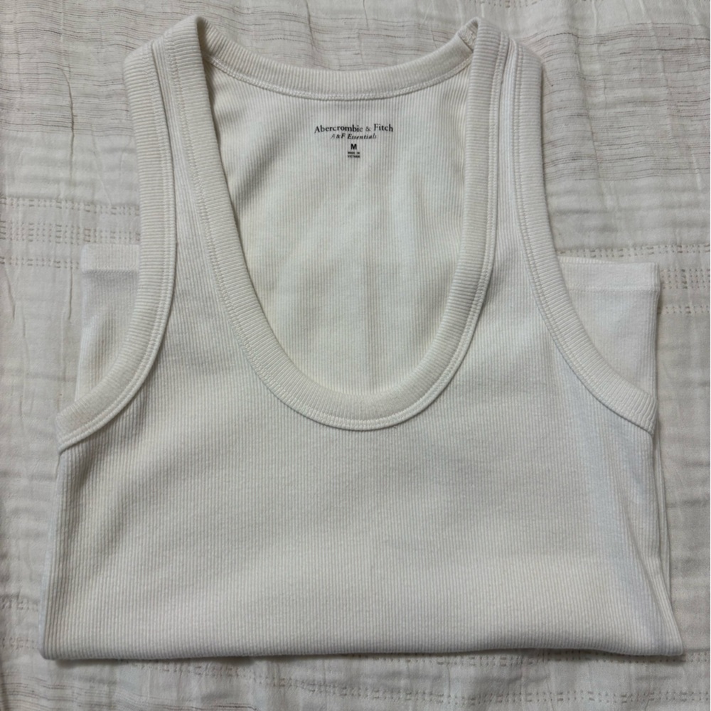 Abercrombie & Fitch White Ribbed Tank Top